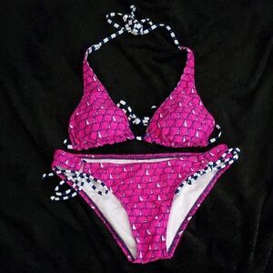 Arizona hot pink & navy bikini with sailboats
